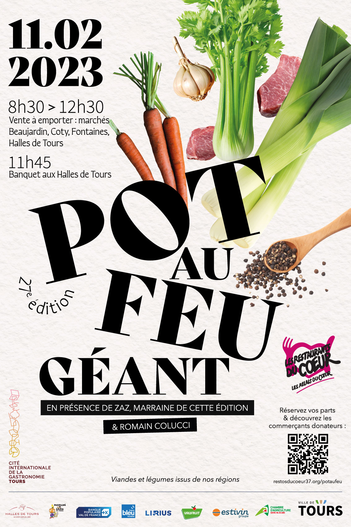 Affiche du pot au feu Géant des restos du coeur et de la Ville de Tours 2023